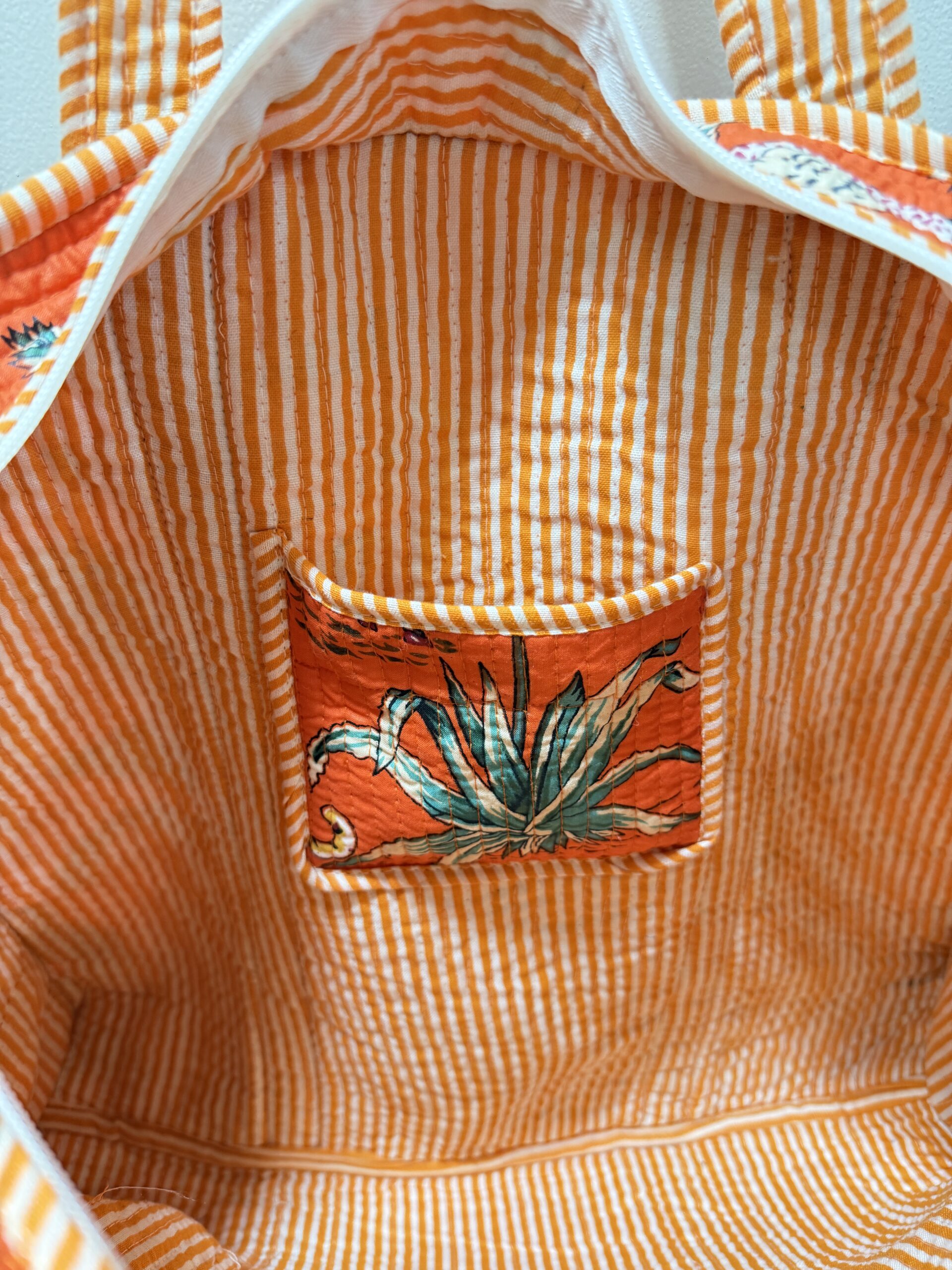 Orange Cotton Premium & Elegant Exotic Animal Print Quilted Tote Bag For Women - Image 7